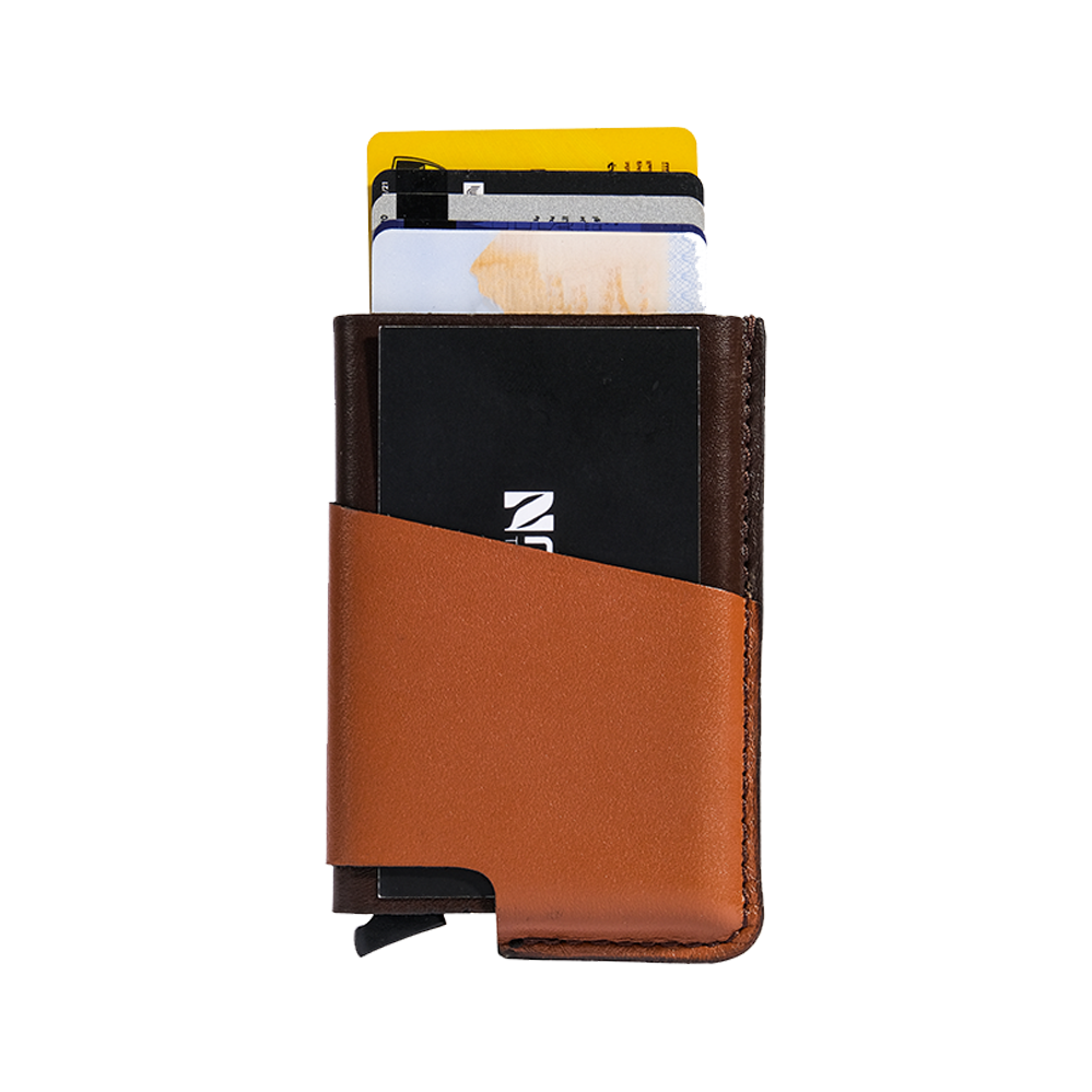 GoPocket™️ Cardholder with RFID Block Natural Genuine Leather – Havan x Brown